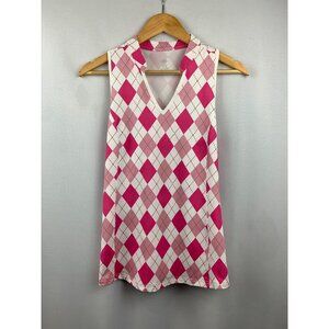 Women's MoFiz Pattern Pink & White Halter Top Size M